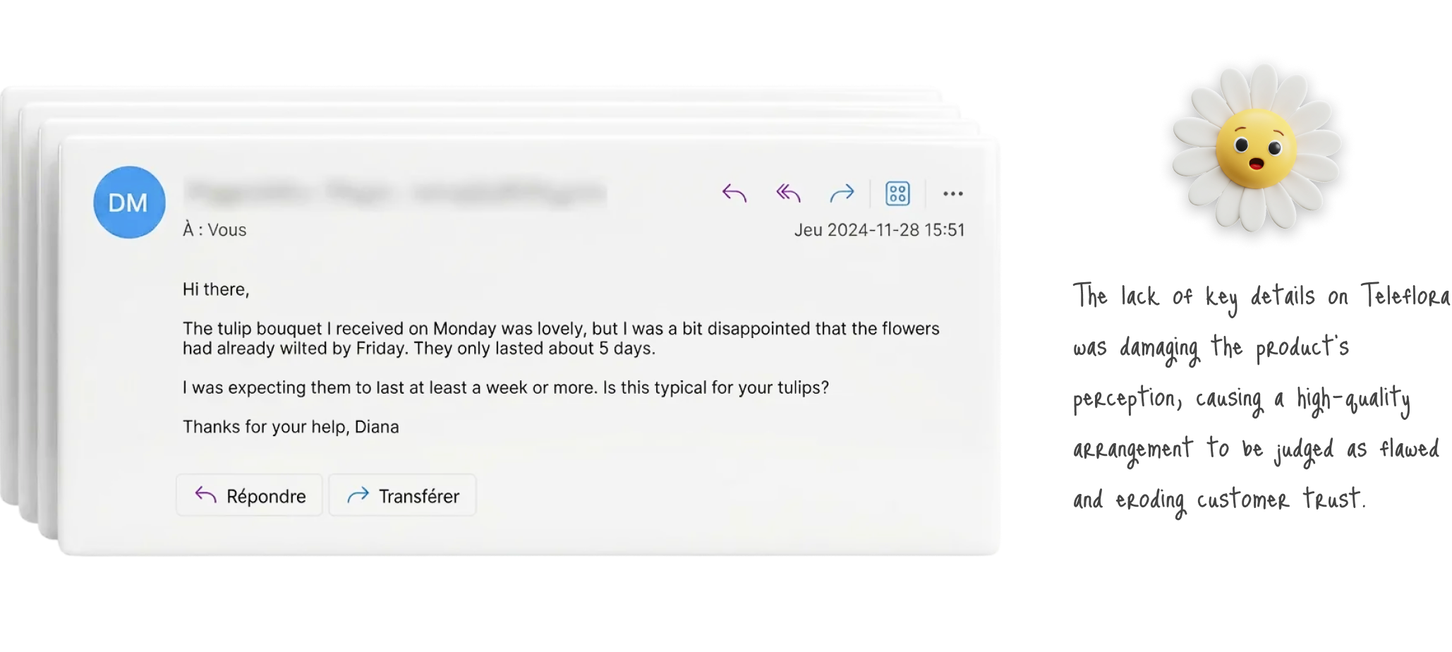 Example of customer complaint emails